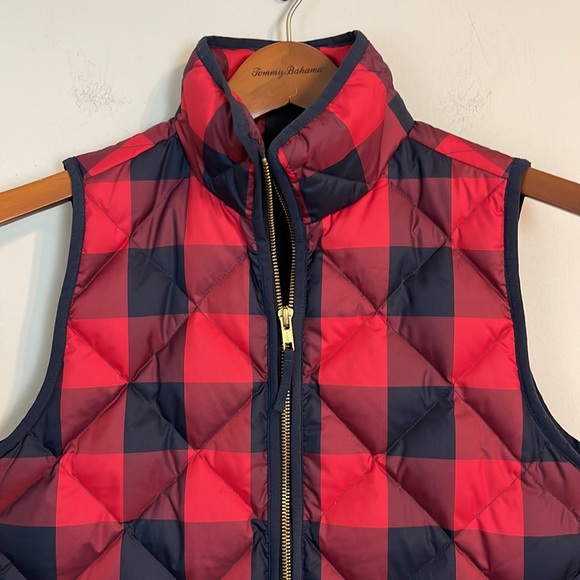 J.Crew red and black check puffer vest - Picture 2 of 6